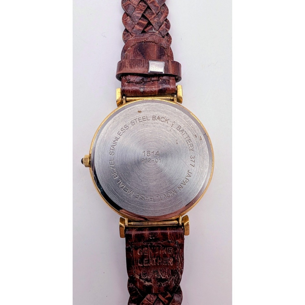 VTG Kathy Ireland GoldTone Brown Braided Leather Band Womens Watch New battery - Picture 7 of 7